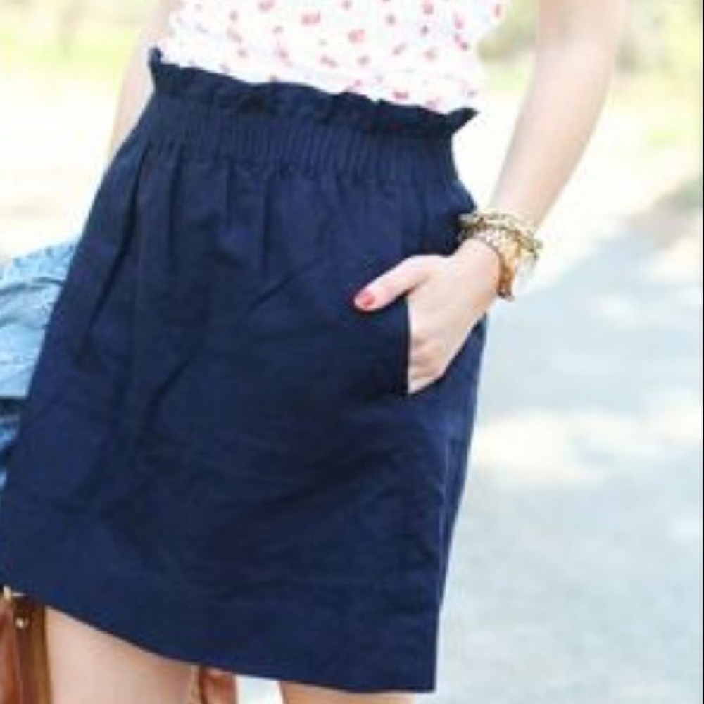 J.Crew Linen Blend Sidewalk Skirt in Navy